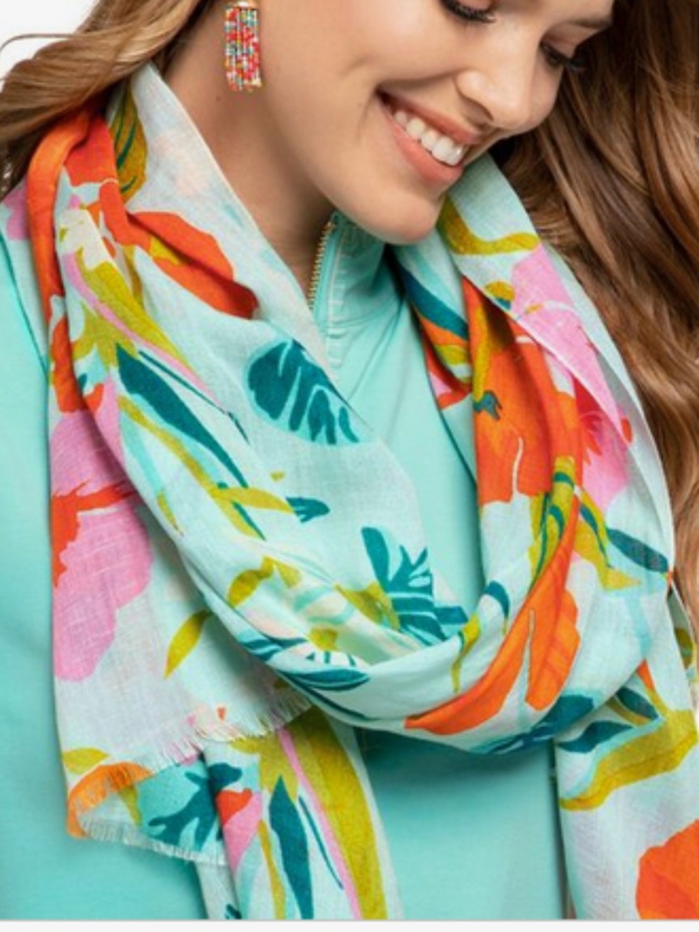 NWT Spartina 449 Moreland Scarf Linen Viscose 25 x 72" Rectangle Eyelash Fringe